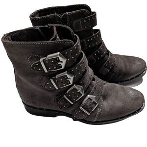 Miz Mooz Edgy Shoe Ankle Boots Buckle Brown Size 38